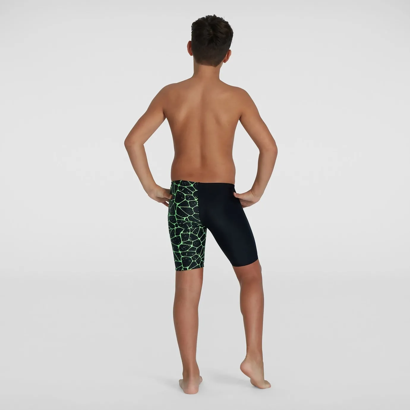 Boys' Digital Allover V Cut Jammer Black/Green*Speedo New