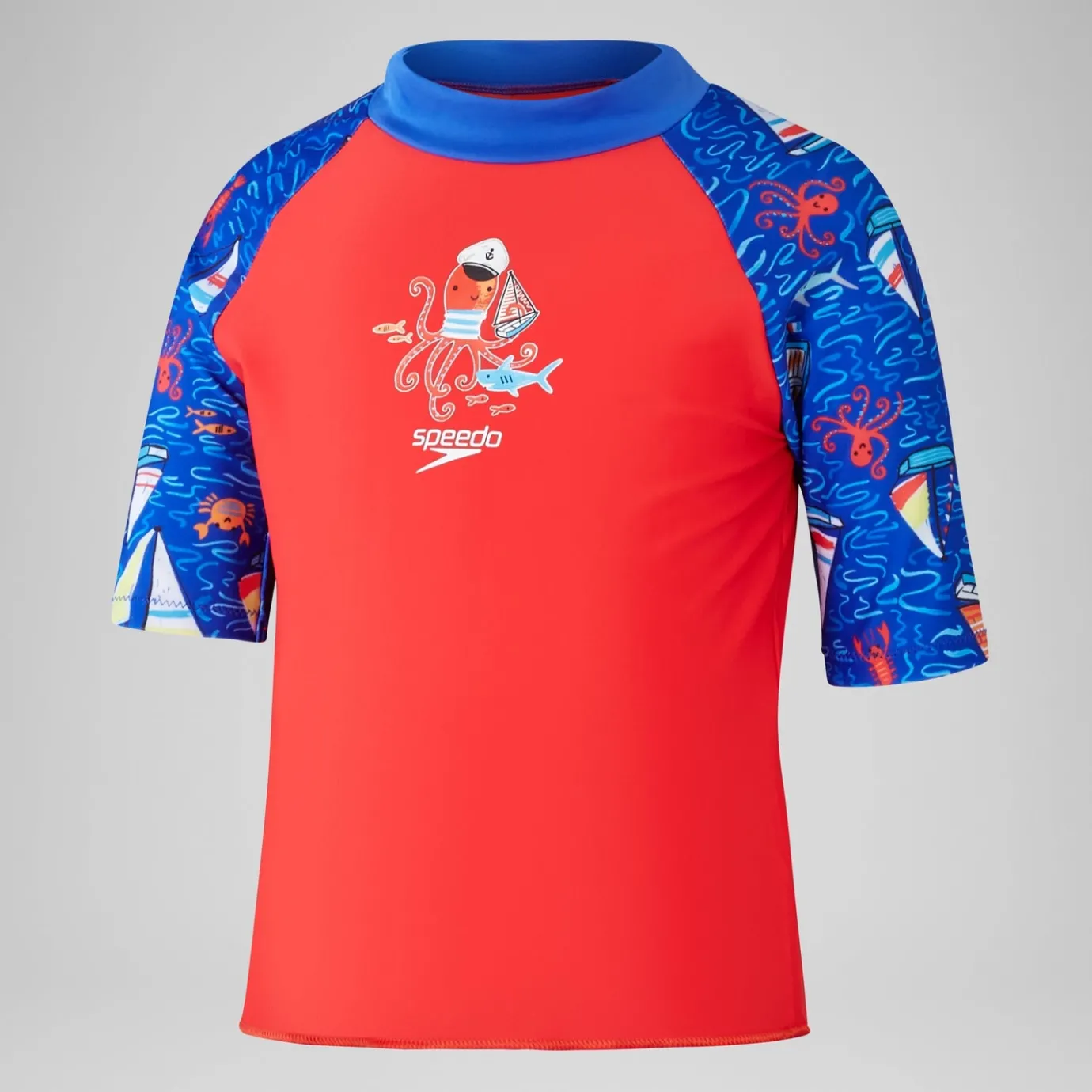 Boys Digital Short Sleeve Rash Top Set Red/Blue*Speedo Clearance