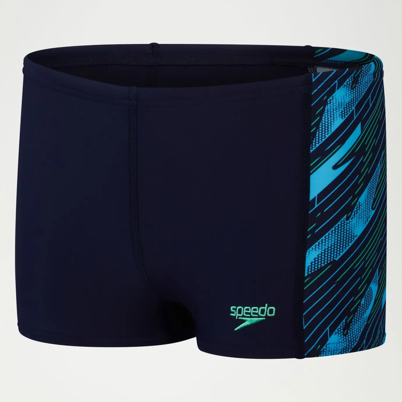 Boys HyperBoom Panel Aquashort Navy/Green*Speedo Flash Sale