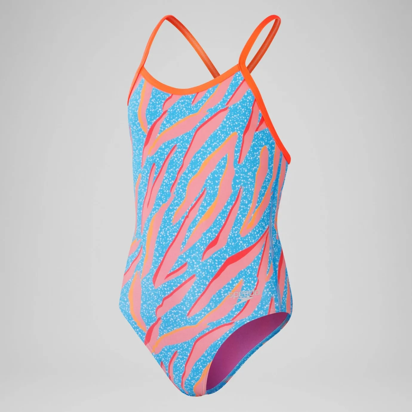 Girls' Club Training Allover Digital Vback Swimsuit Pink/Blue*Speedo Cheap