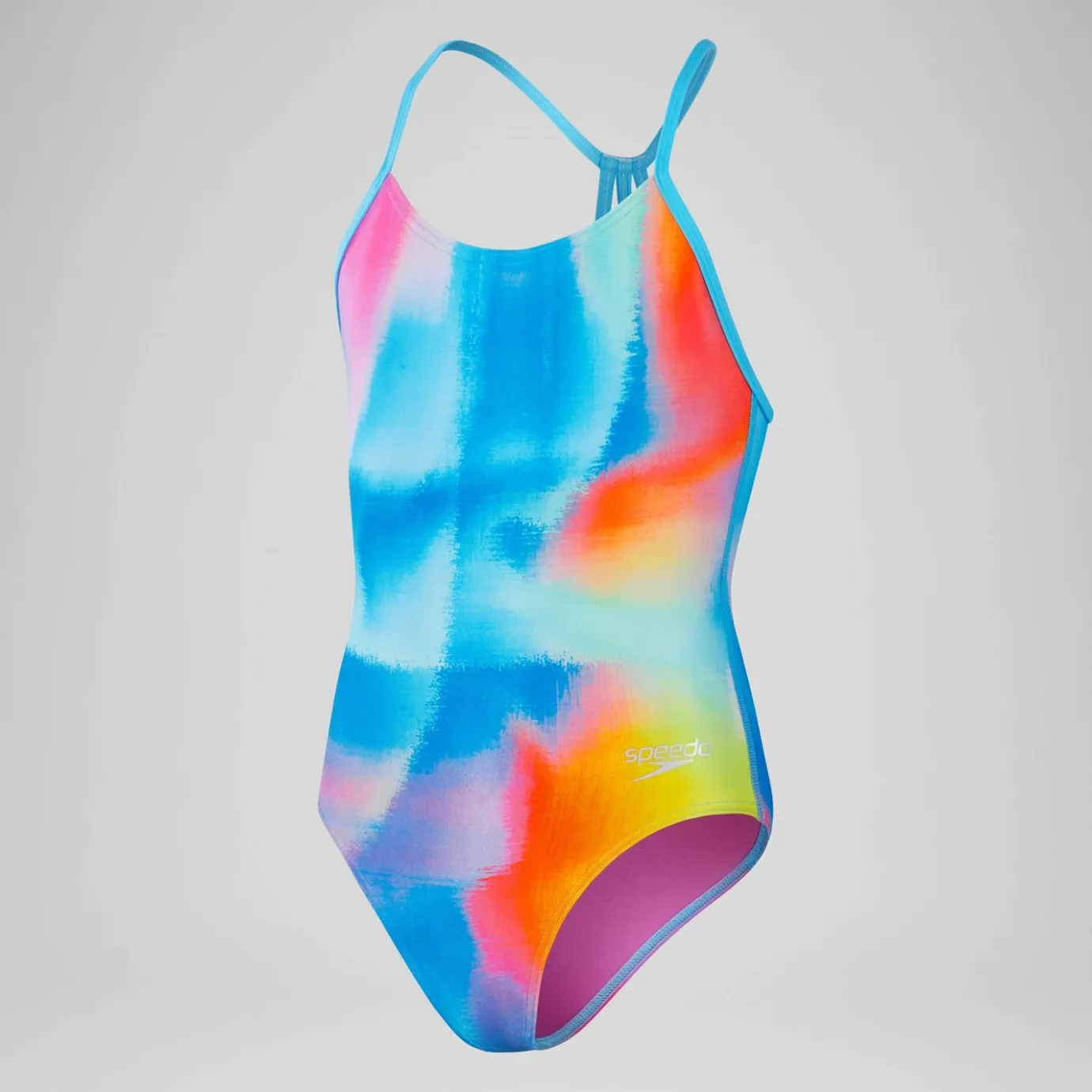 Girls' Club Training Allover Lane Line Back Swimsuit Pink/Yellow*Speedo Sale
