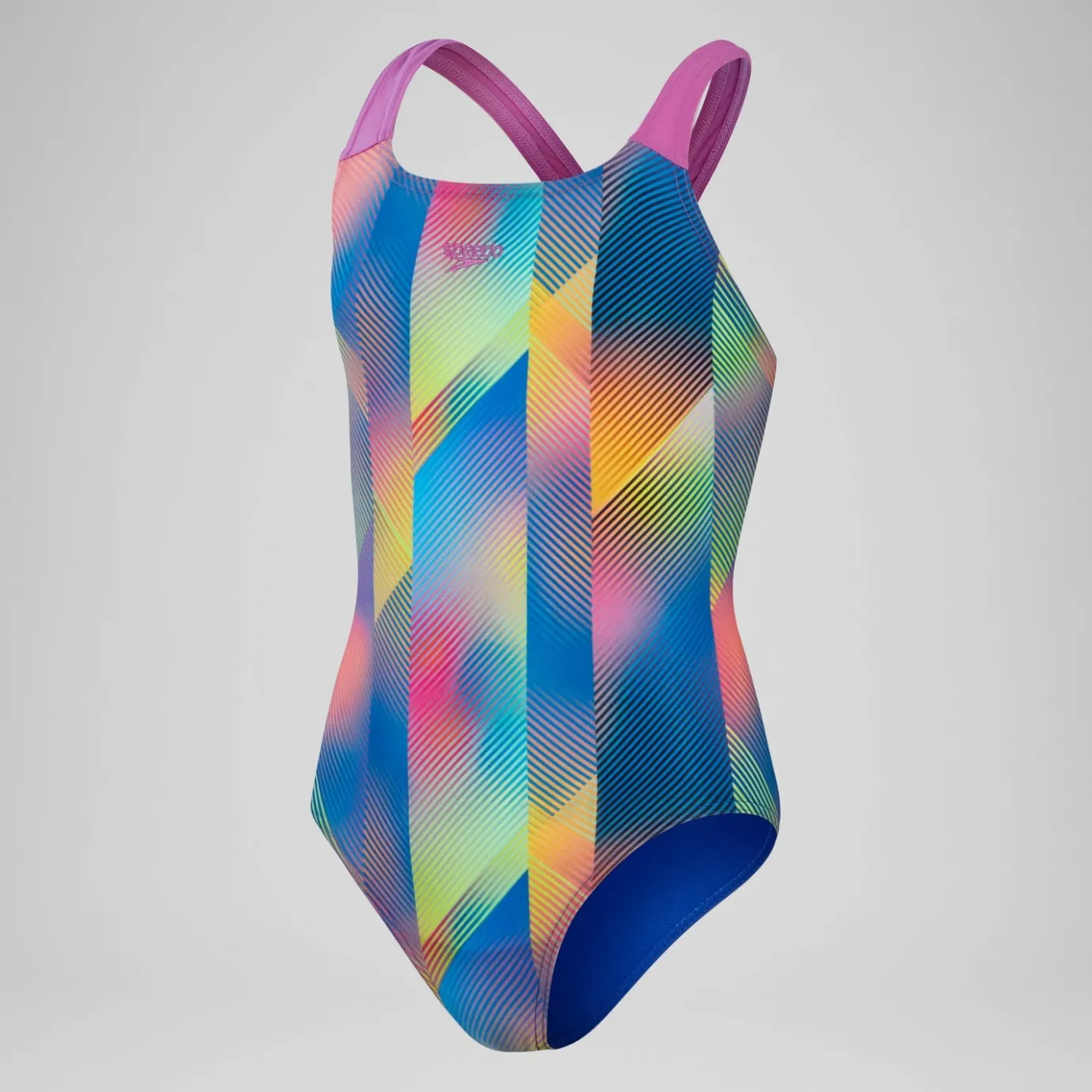 Girls' Digital Allover Powerback Swimsuit Blue/Pink*Speedo Clearance