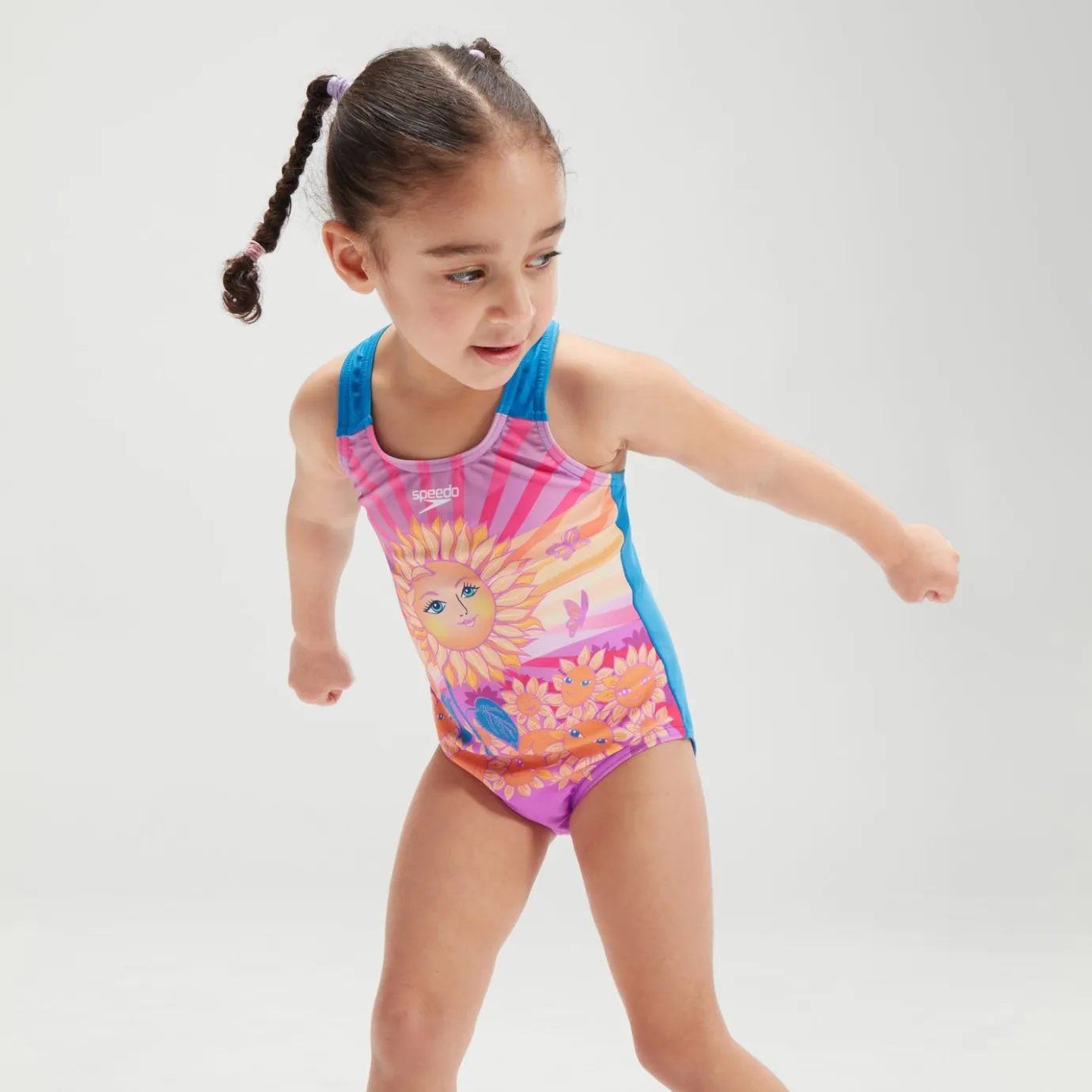 Girls' Digital Printed Swimsuit Purple/Orange*Speedo Discount