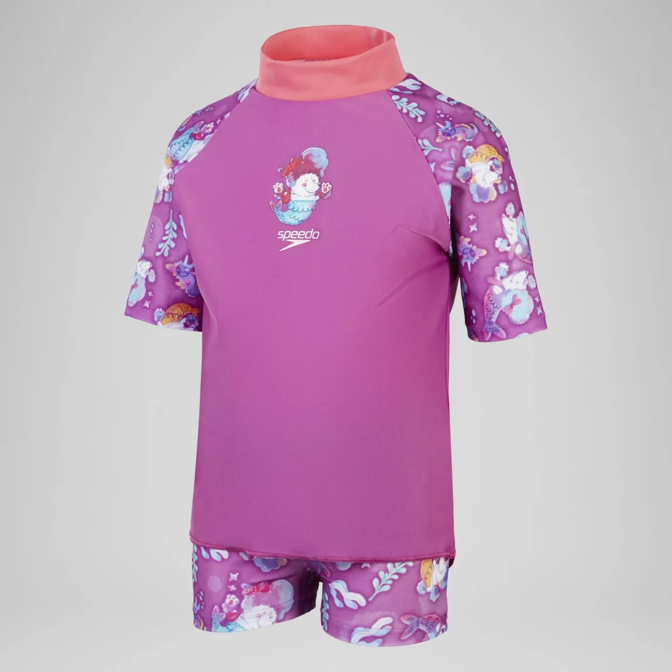 Girls' Digital Short Sleeve Rash Top Set Pink/Purple*Speedo Hot