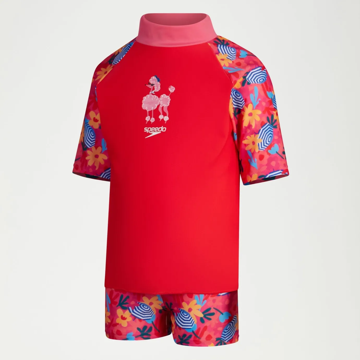 Girls Digital Short Sleeve Rash Top Set Red/Pink*Speedo Hot