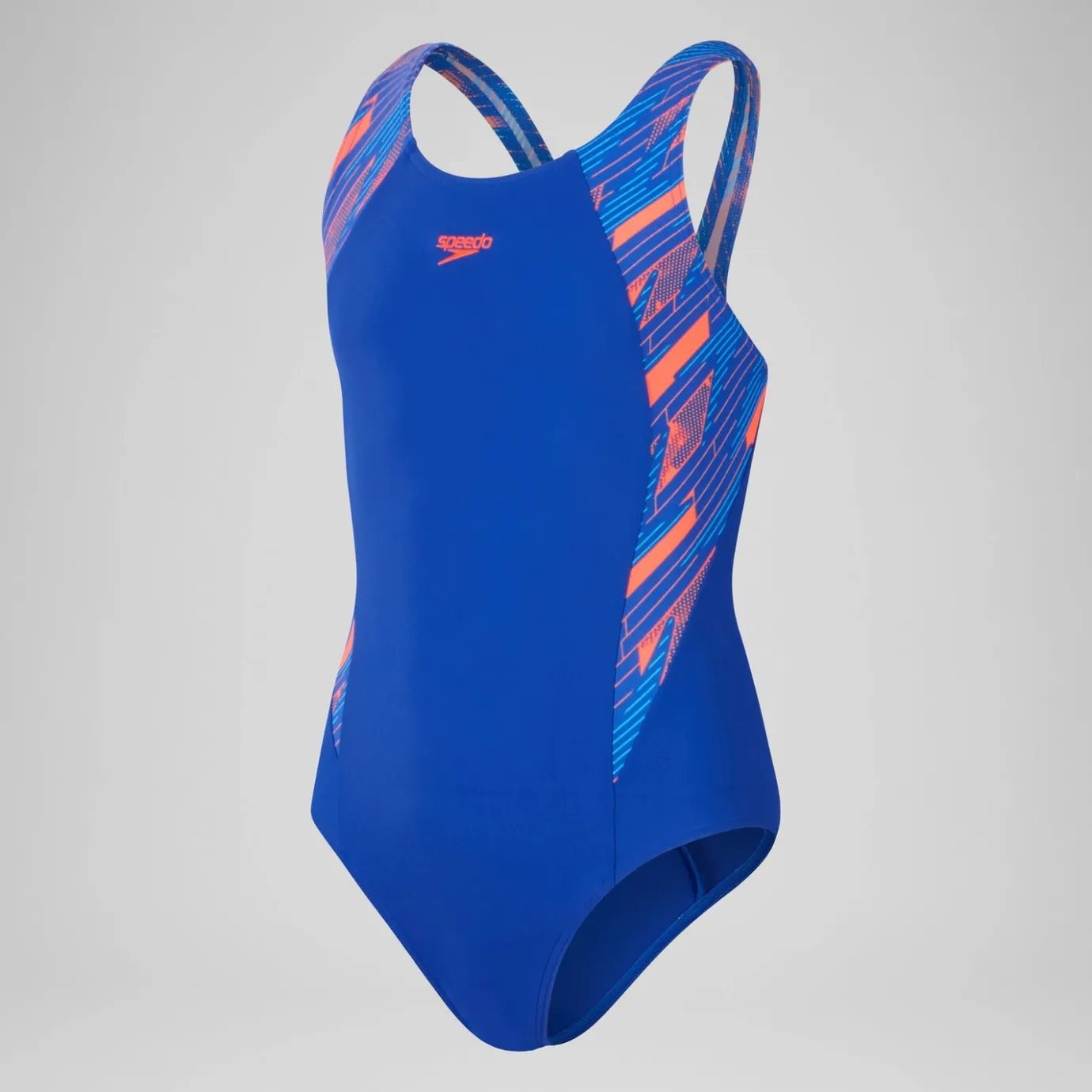 Girls' HyperBoom Splice Muscleback Swimsuit Blue/Red*Speedo Hot