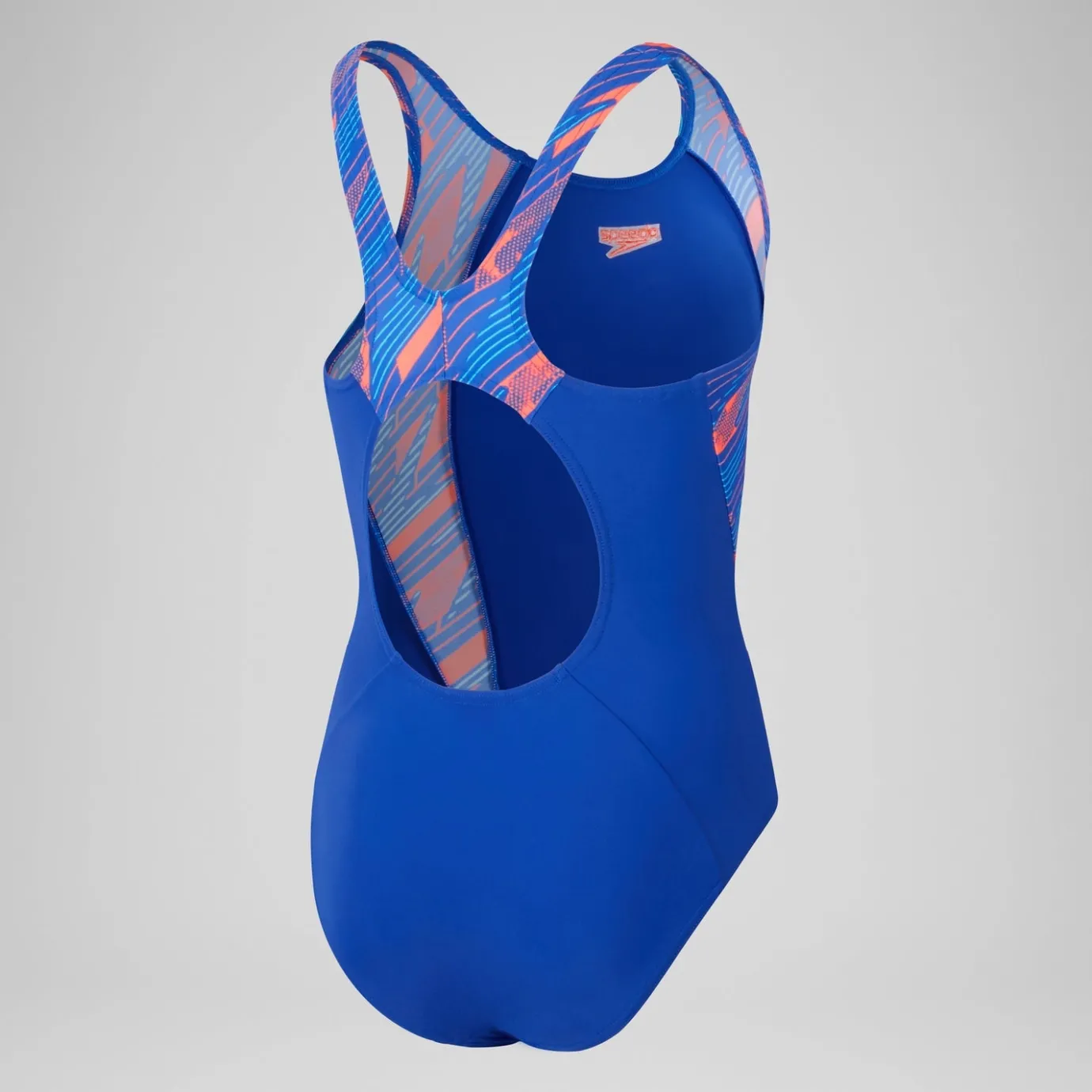 Girls' HyperBoom Splice Muscleback Swimsuit Blue/Red*Speedo Hot