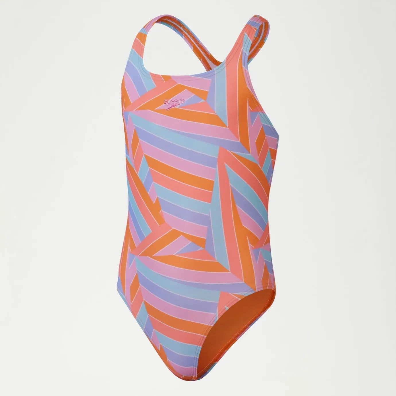 Girls Printed Medalist Swimsuit Orange/Blue*Speedo Clearance