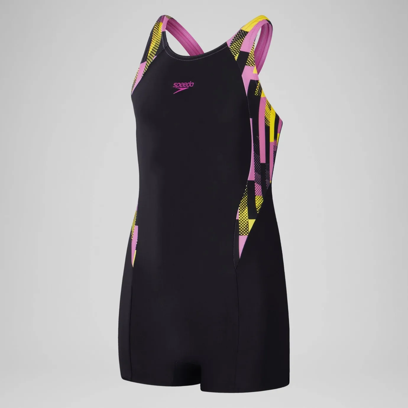 Girls' Printed Panel Legsuit Black/Pink*Speedo Online