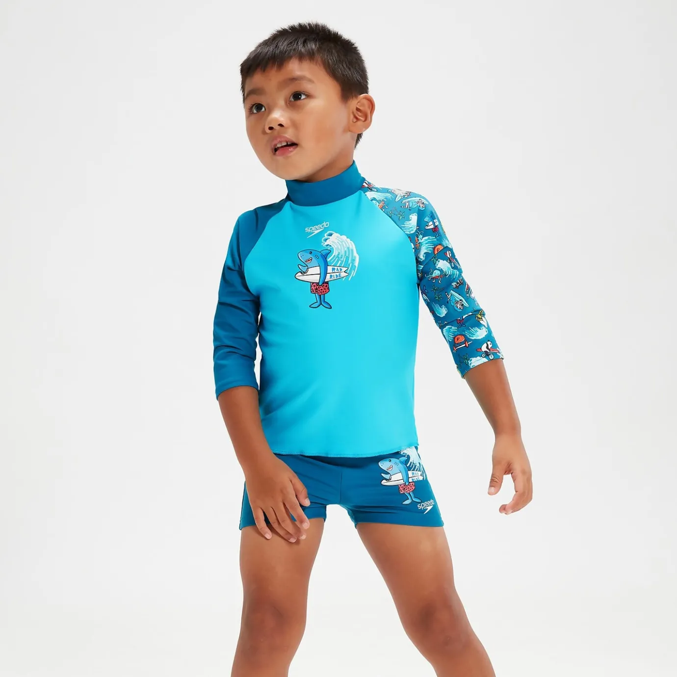 Infant Boys' Long Sleeve Printed Rash Top Blue*Speedo Cheap