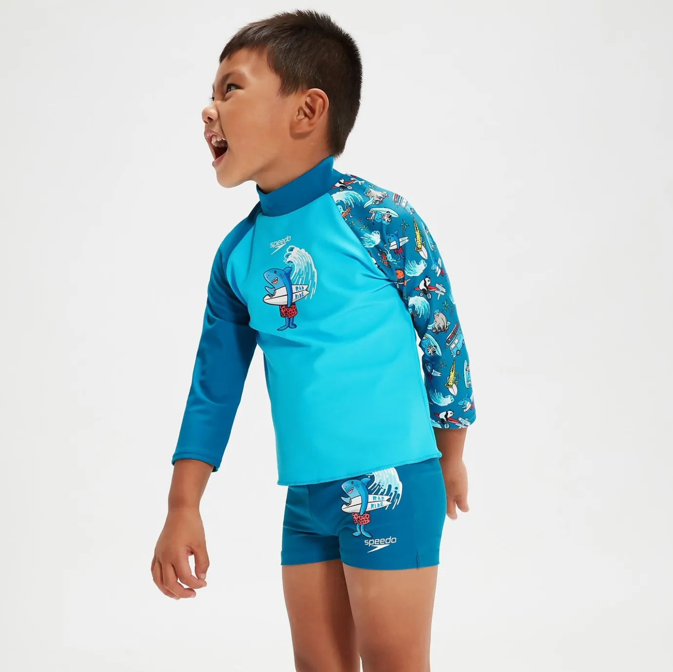 Infant Boys' Long Sleeve Printed Rash Top Blue*Speedo Cheap