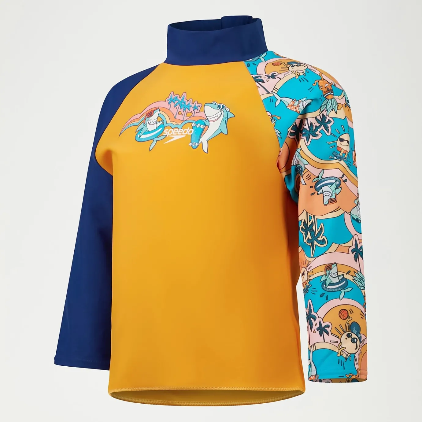 Infant Boys' Long Sleeve Printed Rash Top Blue/Yellow*Speedo Fashion