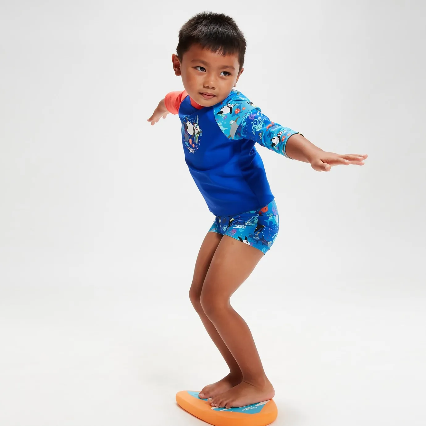 Infant Boys' Long Sleeve Printed Rash Top Coral/Blue*Speedo Discount