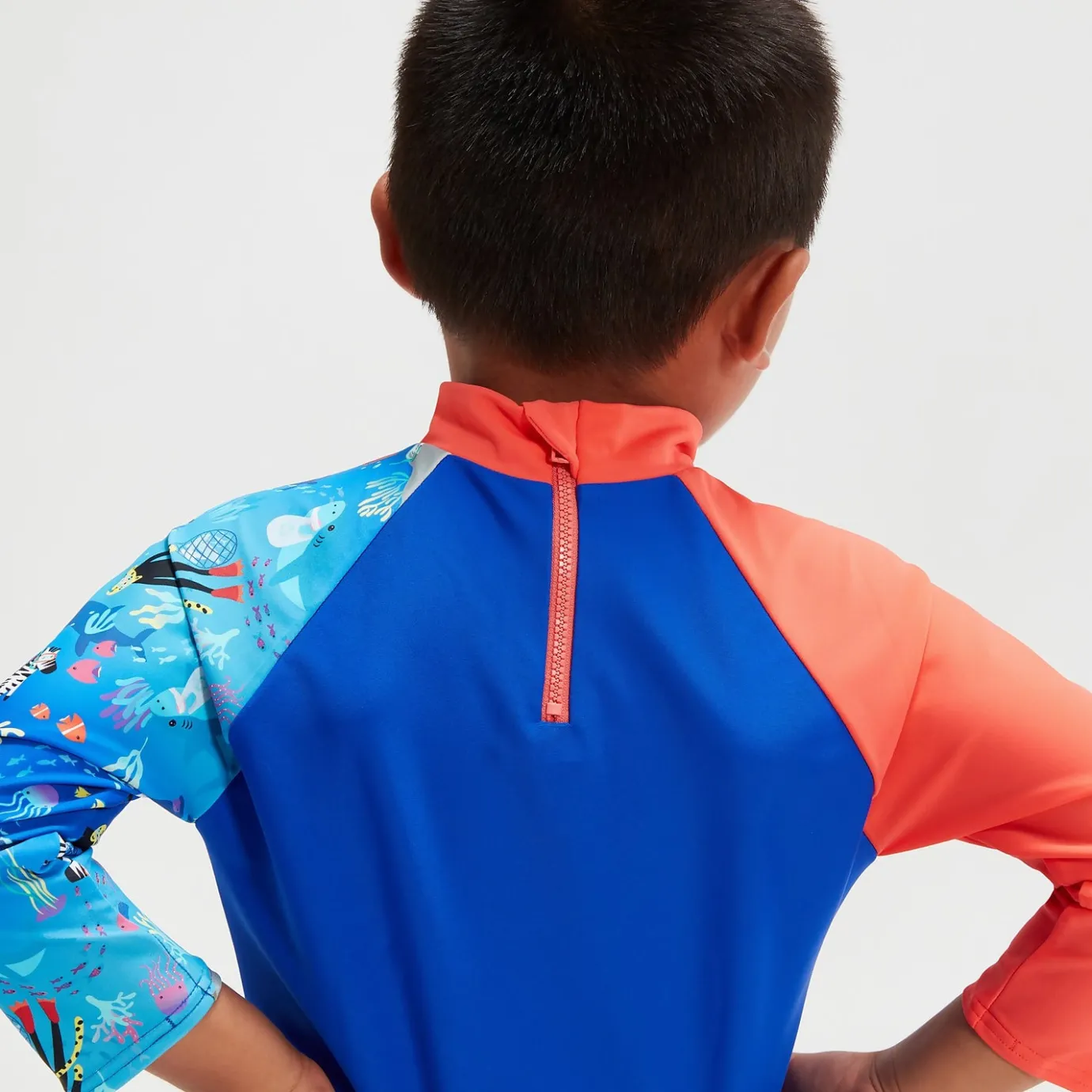 Infant Boys' Long Sleeve Printed Rash Top Coral/Blue*Speedo Discount