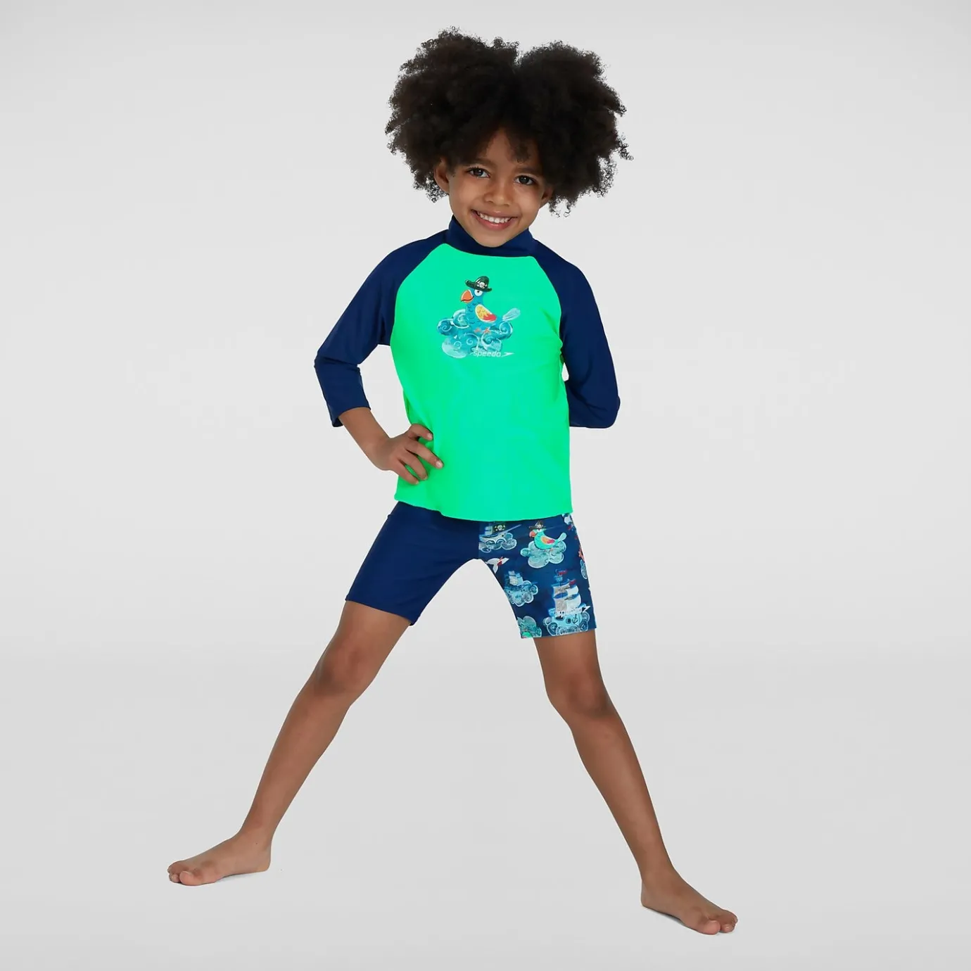 Infant Boys' Long Sleeved Printed Rash Top Green/Blue*Speedo Online