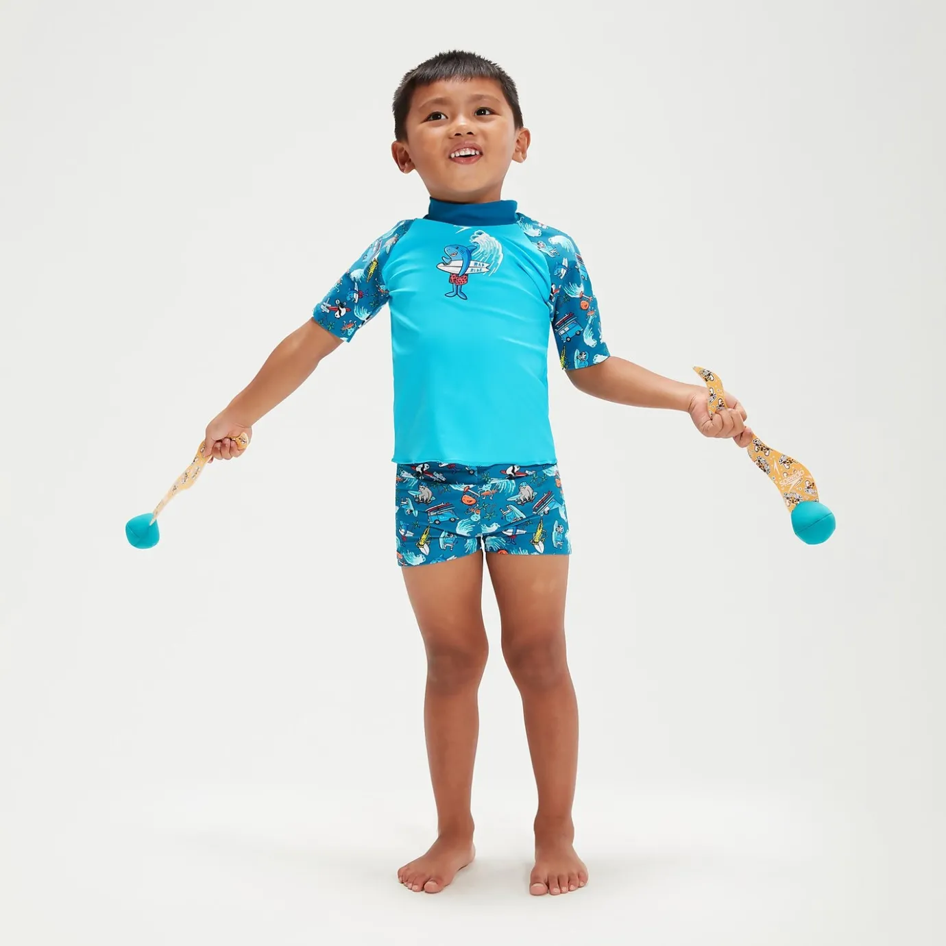 Infant Boys' Short Sleeve Printed Rash Top Set Blue*Speedo Shop