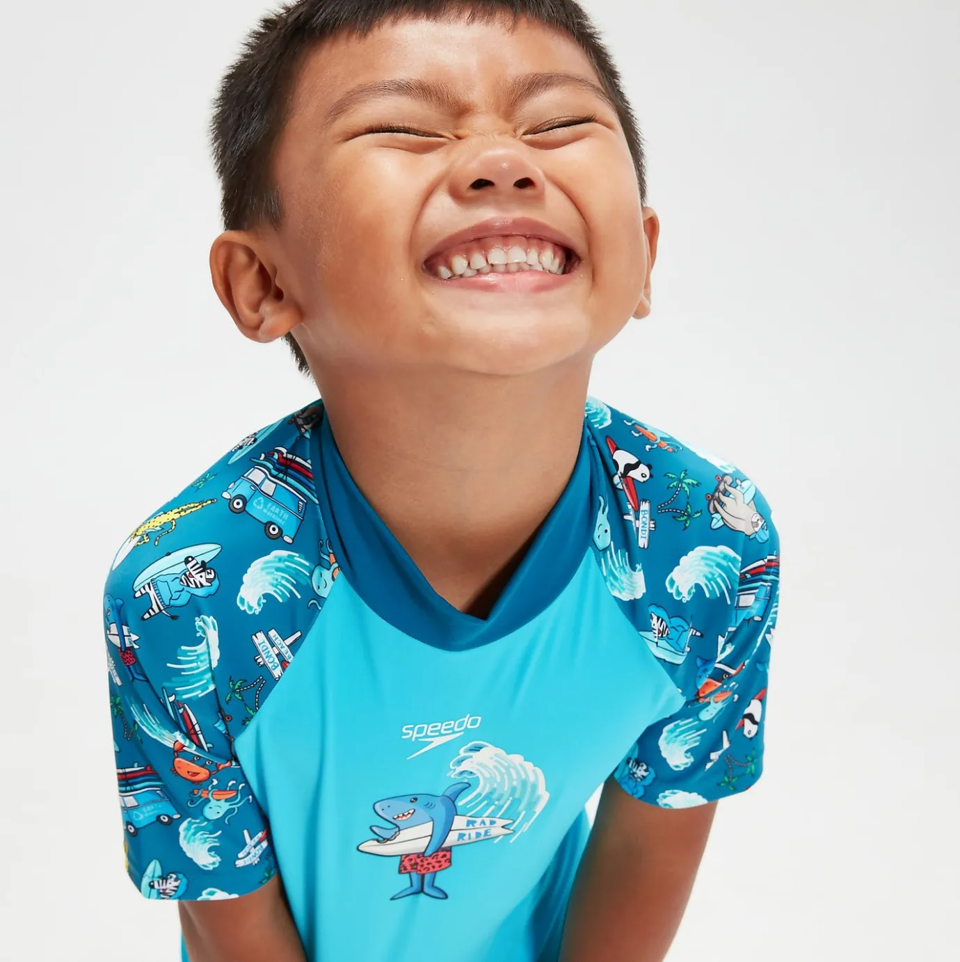 Infant Boys' Short Sleeve Printed Rash Top Set Blue*Speedo Shop