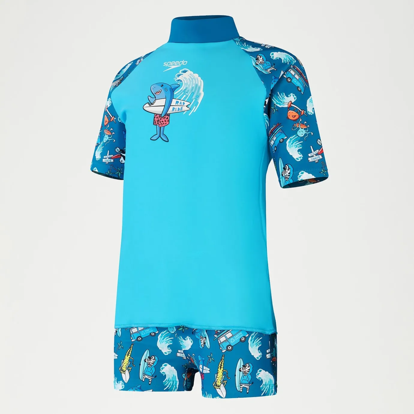 Infant Boys' Short Sleeve Printed Rash Top Set Blue*Speedo Shop