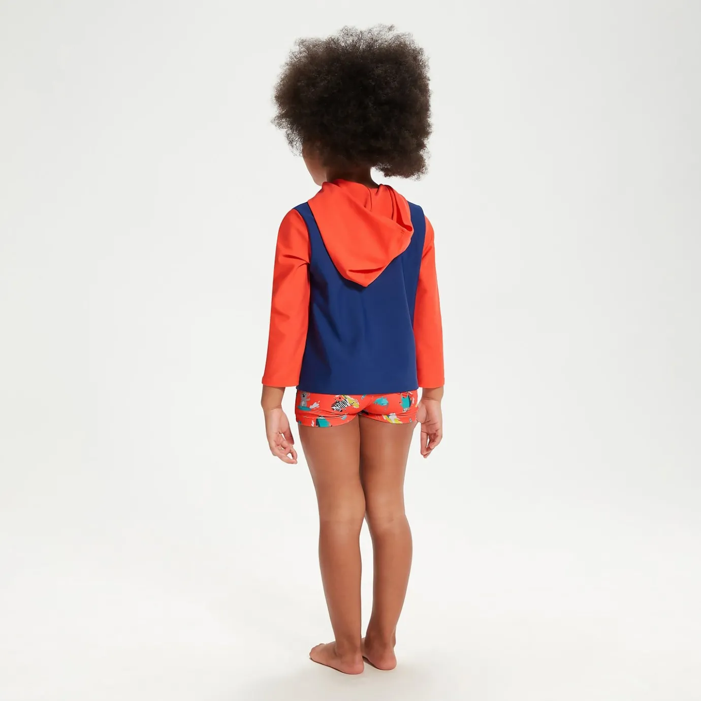 Infant Unisex Learn To Swim Essential Hooded Rash Top Blue/Coral*Speedo Discount