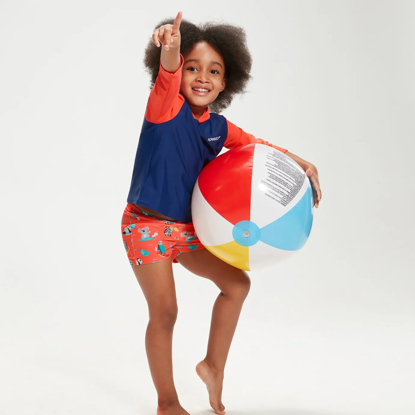 Infant Unisex Learn To Swim Essential Hooded Rash Top Blue/Coral*Speedo Discount