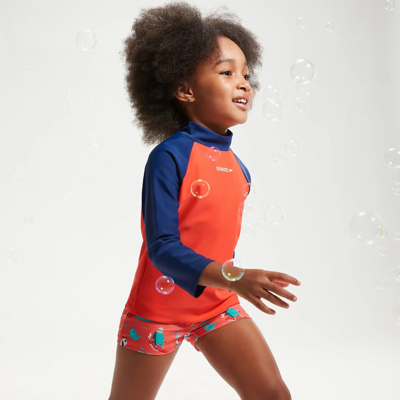 Infant Unisex Learn To Swim Essential Rash Top Blue/Coral*Speedo Online