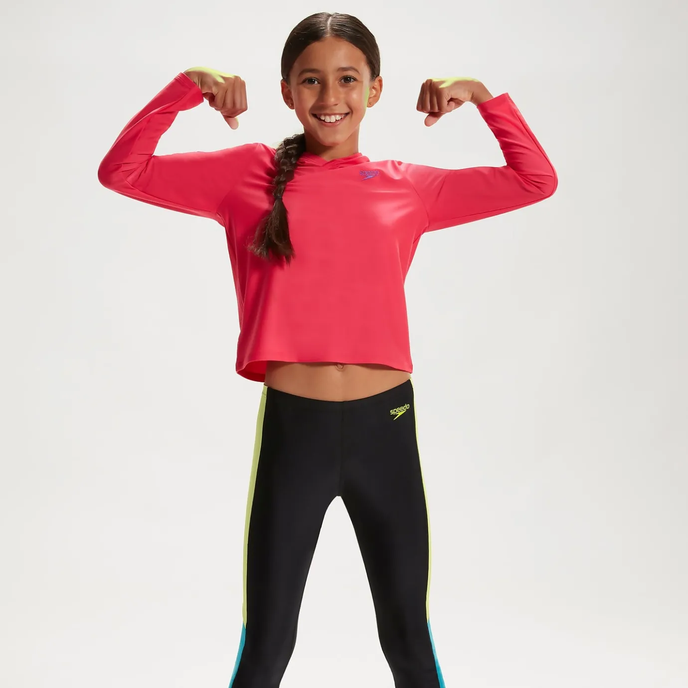 Junior Unisex Hooded Long Sleeve Rash Top Pink/Lilac*Speedo Store