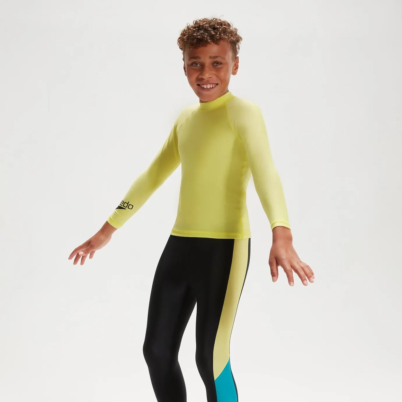 Junior Unisex Long Sleeve Rash Top Yellow/Black*Speedo Fashion