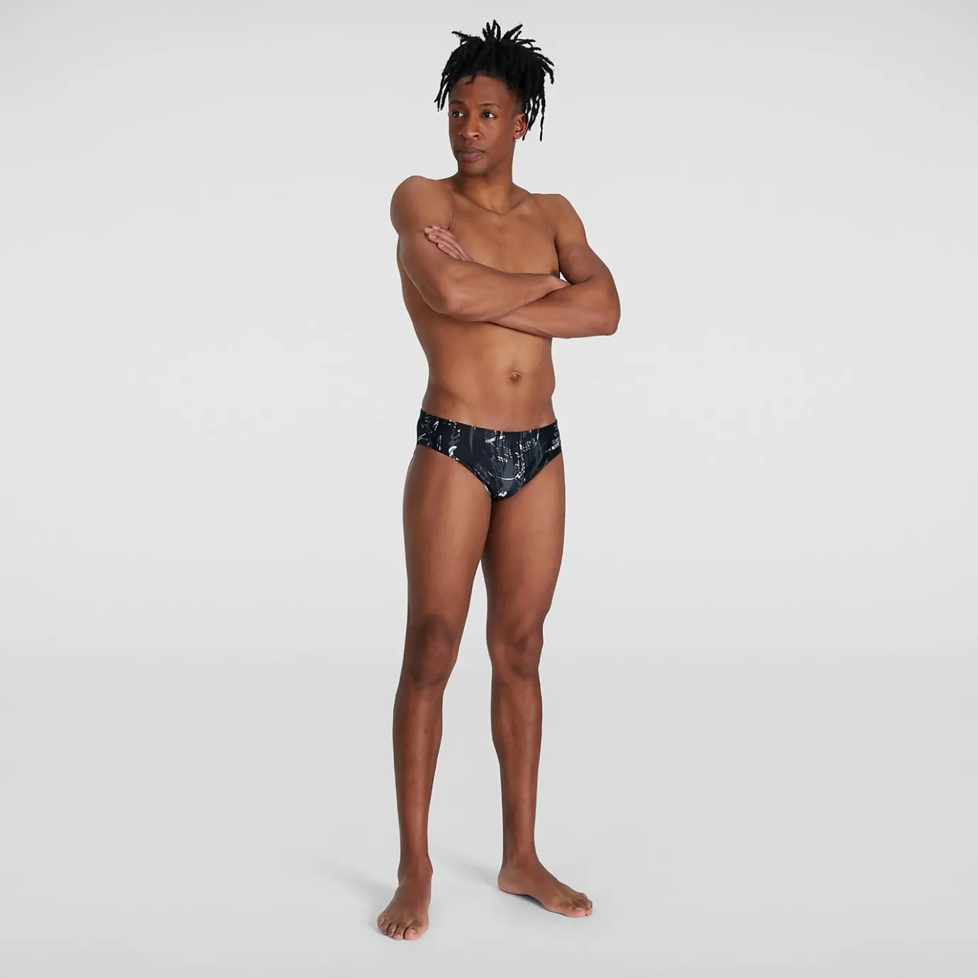 Men's Allover 7cm Brief Black/Grey*Speedo Flash Sale