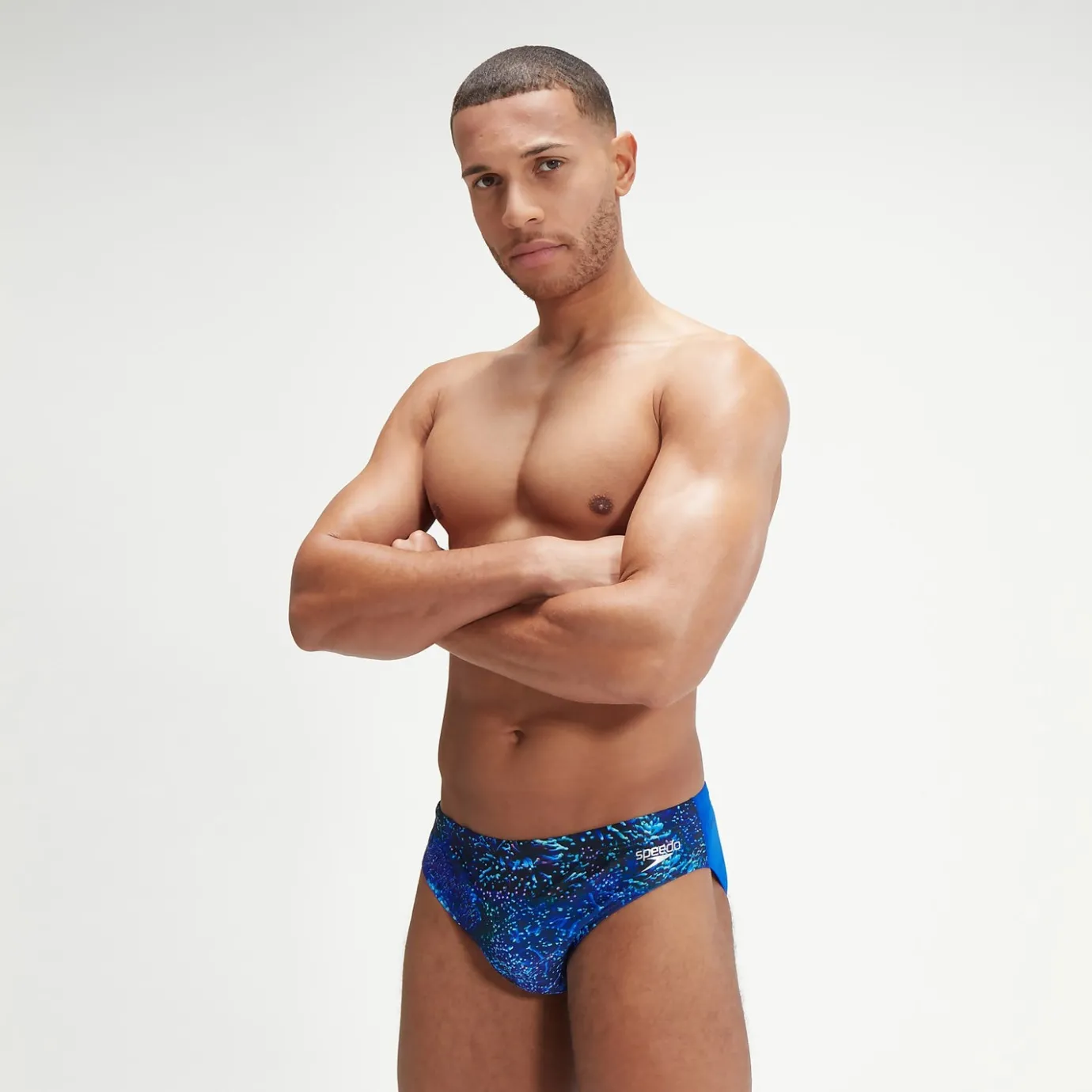 Men's Allover Digital 7cm Brief Black/Blue*Speedo Sale