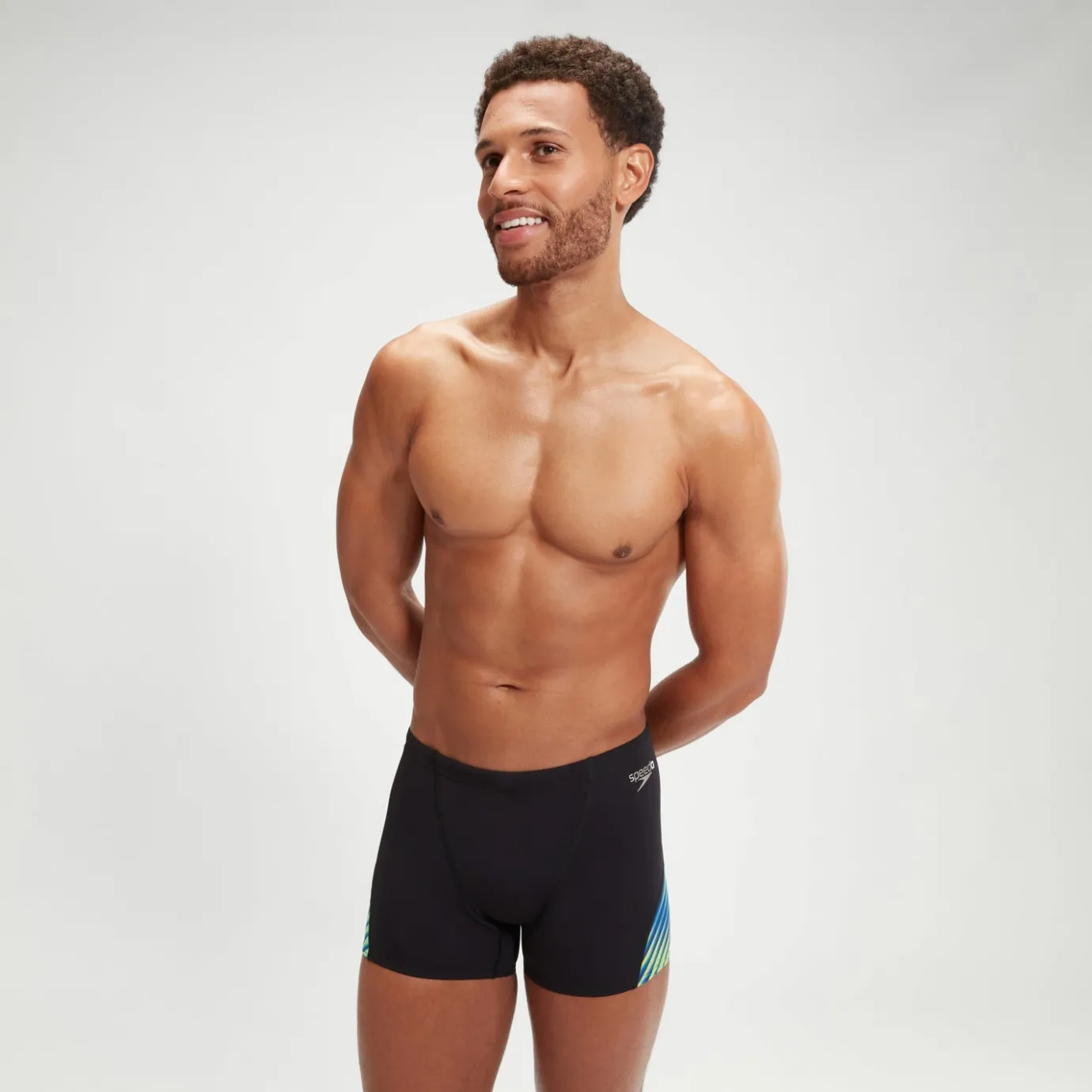 Men's Allover Digital V-Cut Aquashort Black/Blue*Speedo Cheap