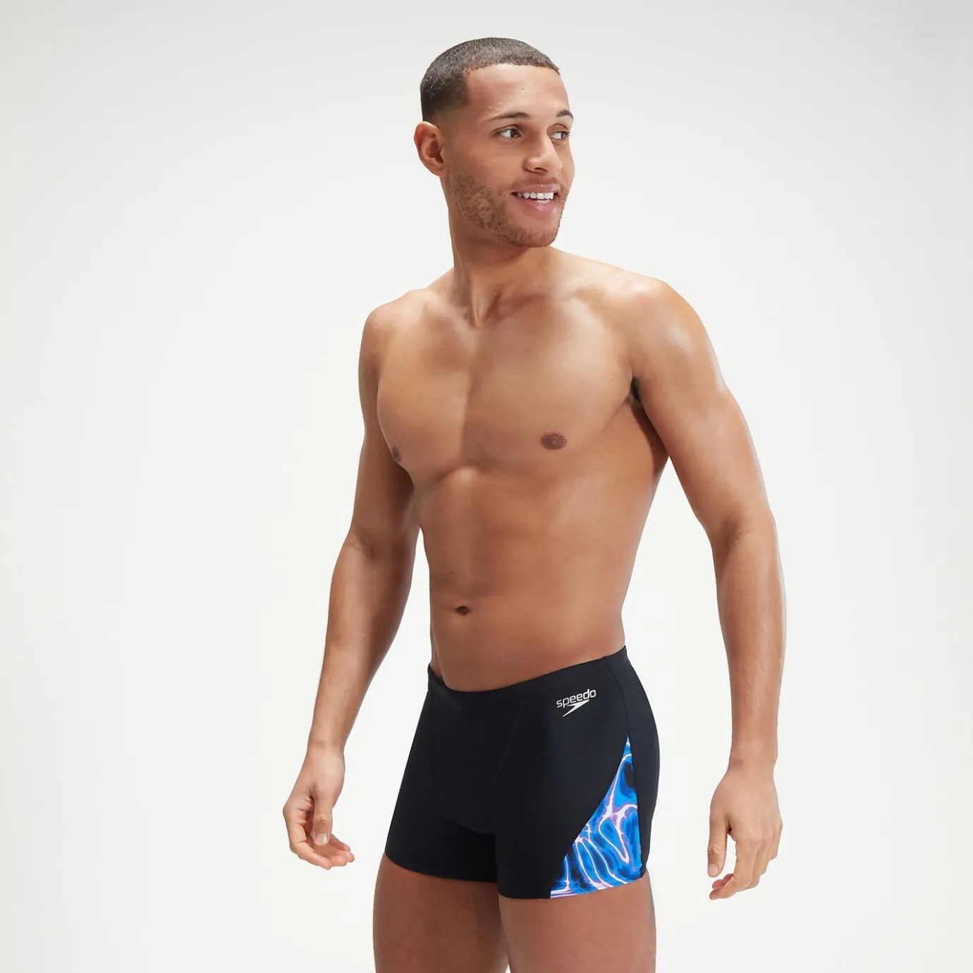 Men's Allover V-Cut Aquashorts Black/Blue*Speedo Outlet