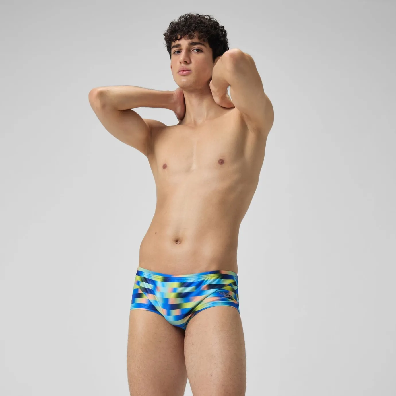 Men's Club Training Allover Digi 14cm Brief Blue/Yellow*Speedo Shop
