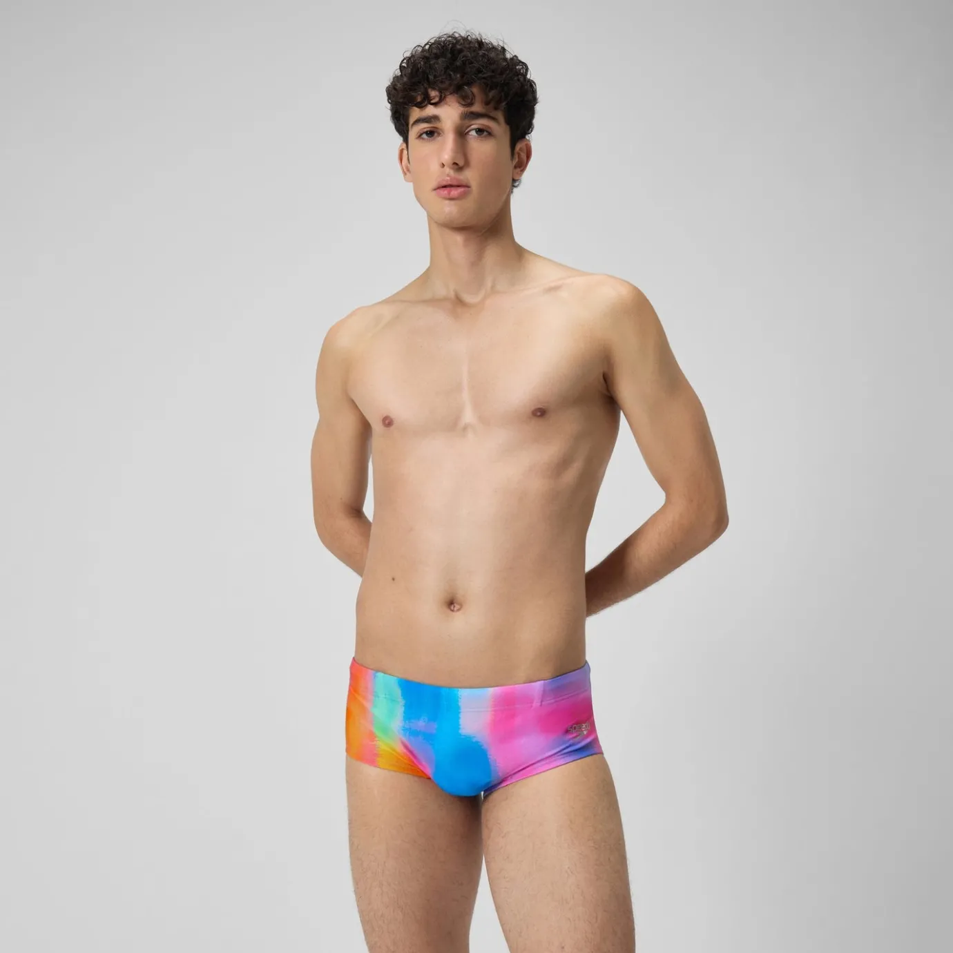 Men's Club Training 13.5cm Allover Brief Pink/Yellow*Speedo Outlet