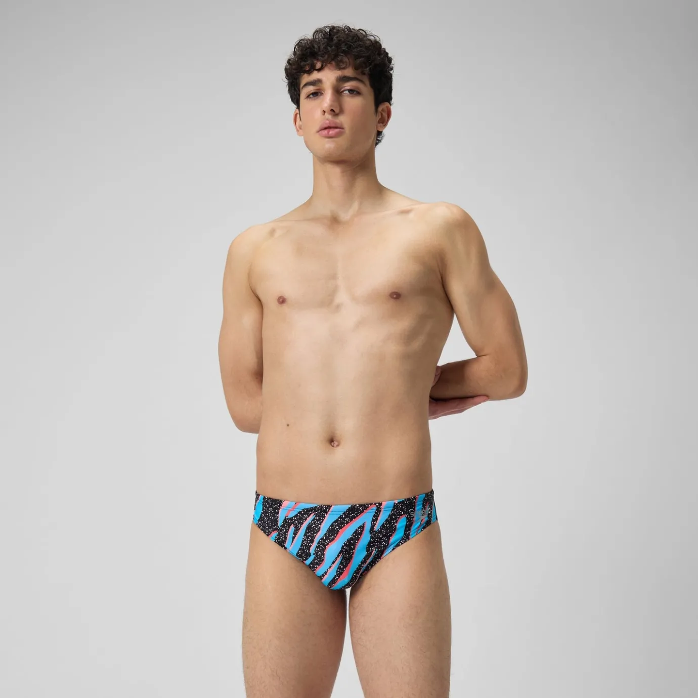 Men's Club Training 8cm Allover Digital Brief Black/Blue*Speedo Store