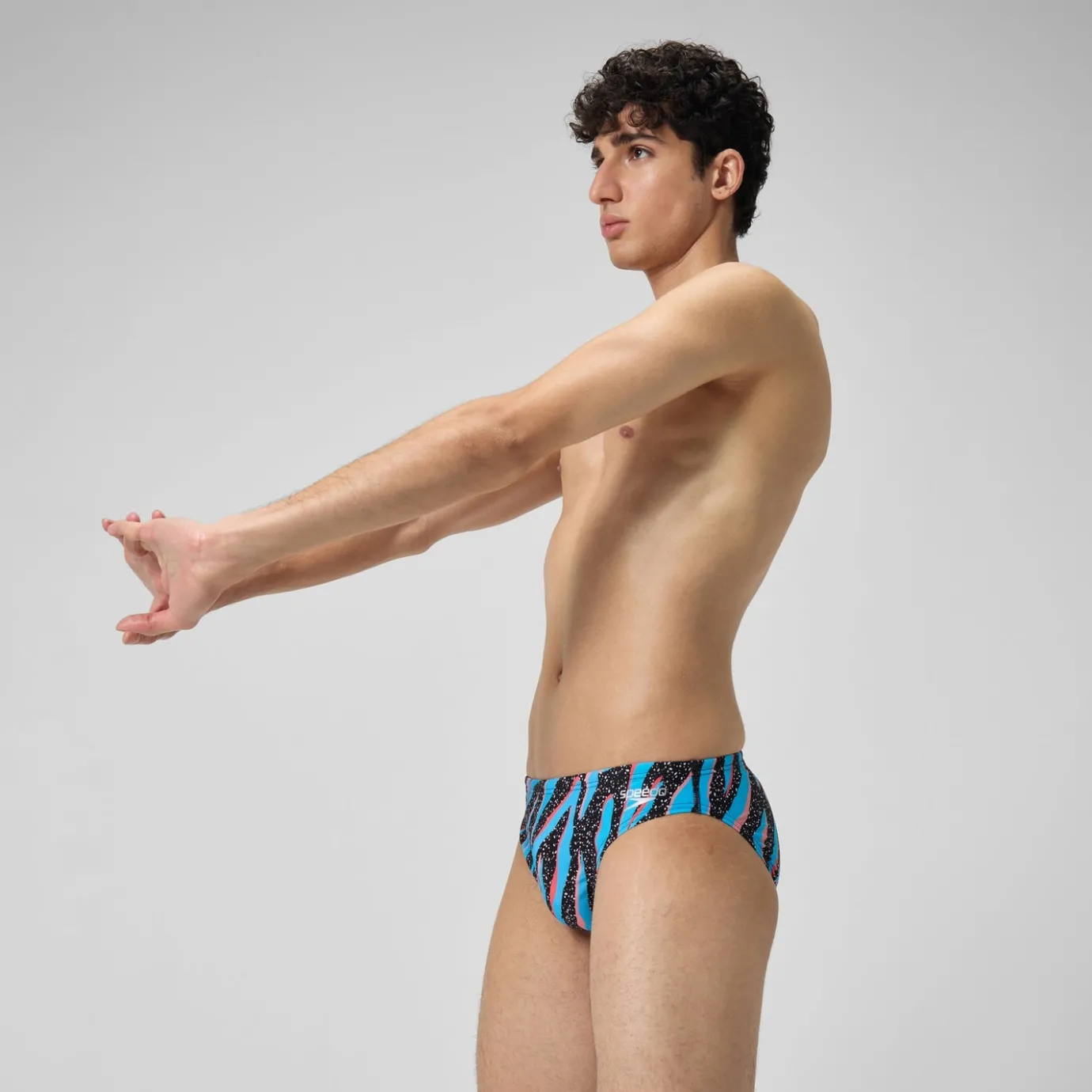 Men's Club Training 8cm Allover Digital Brief Black/Blue*Speedo Store
