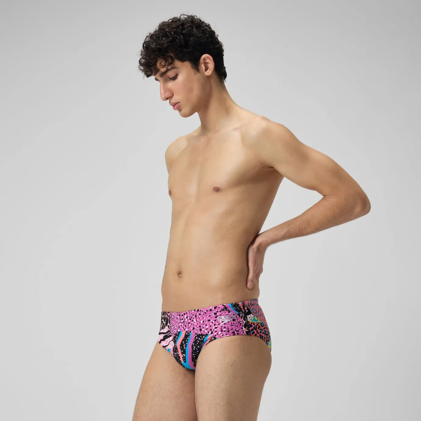 Men's Club Training 8cm Allover Digital Brief Black/Green*Speedo Best Sale