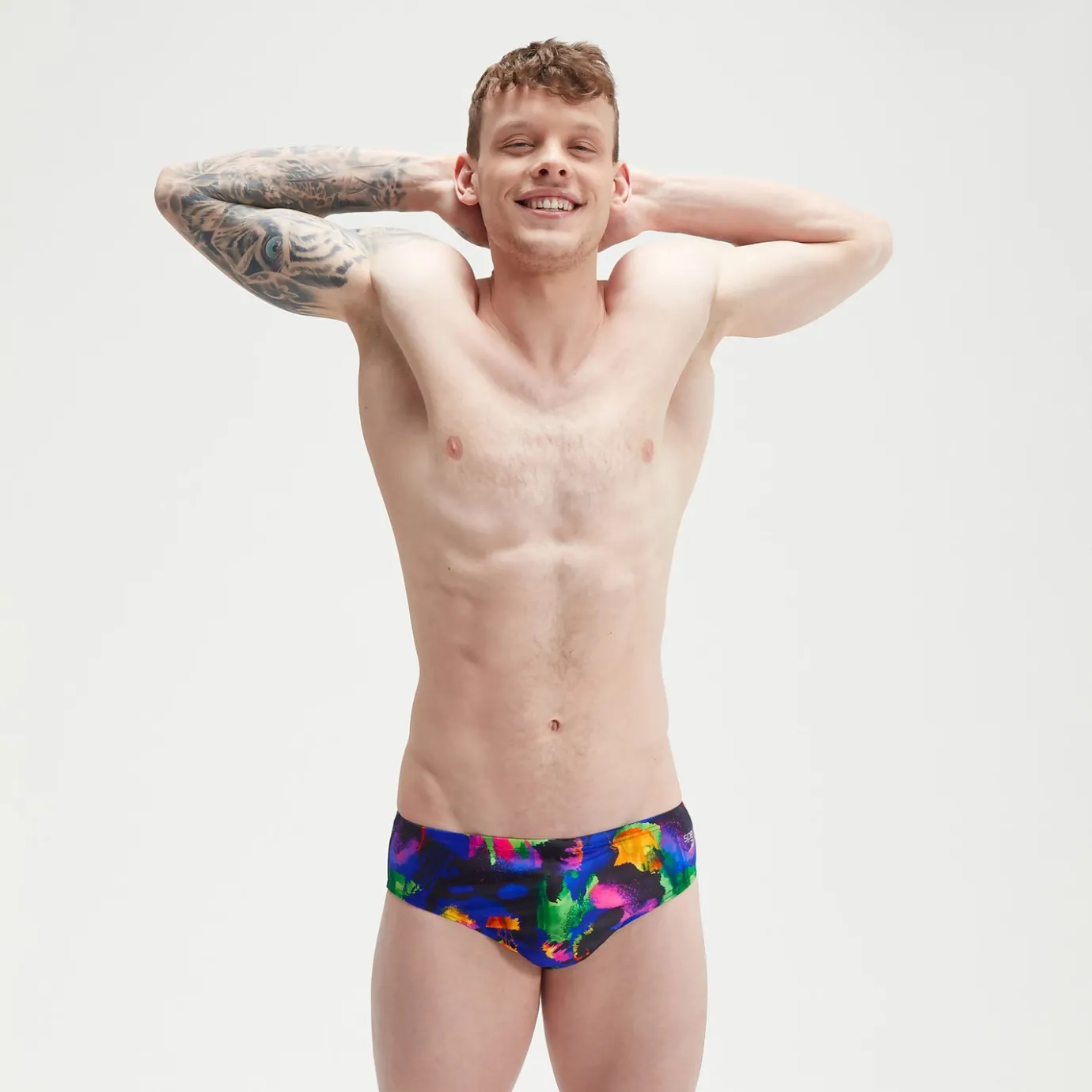 Men's Club Training 8cm Allover Digital Brief Black/Mango*Speedo Online