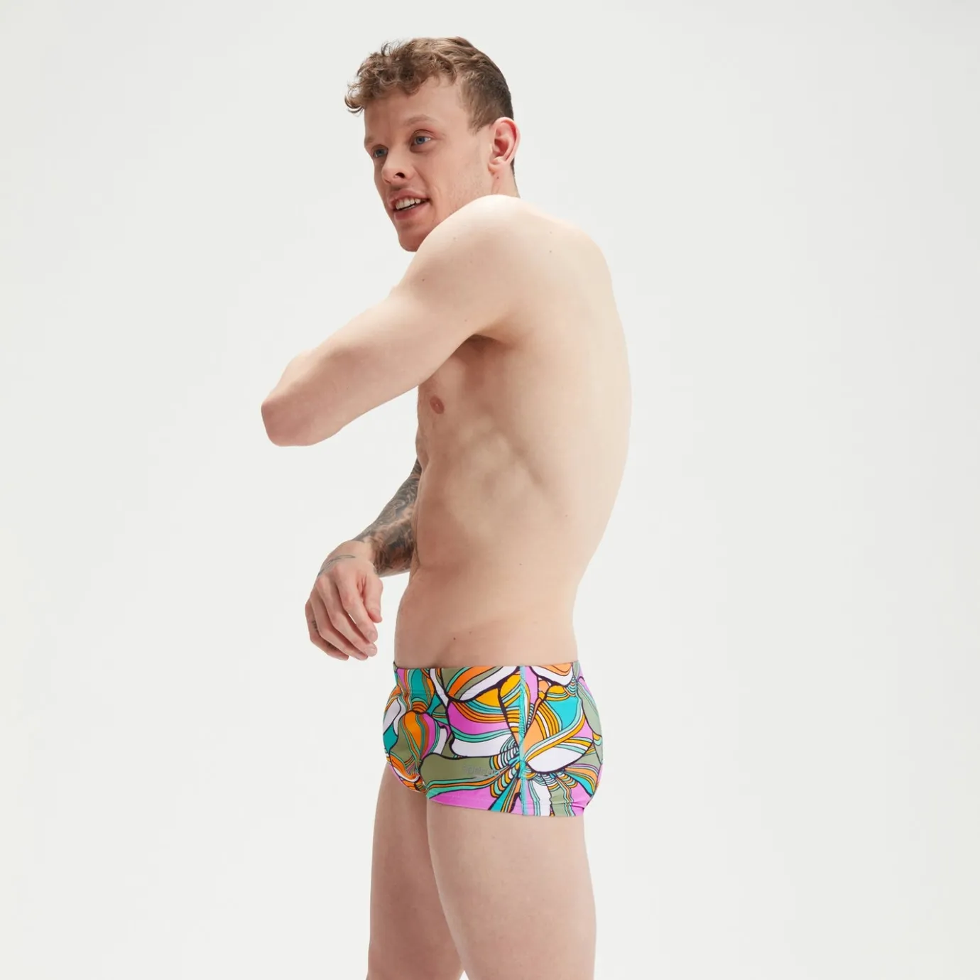 Men's Club Training 17cm Allover Digital Brief Blue/Green*Speedo Hot