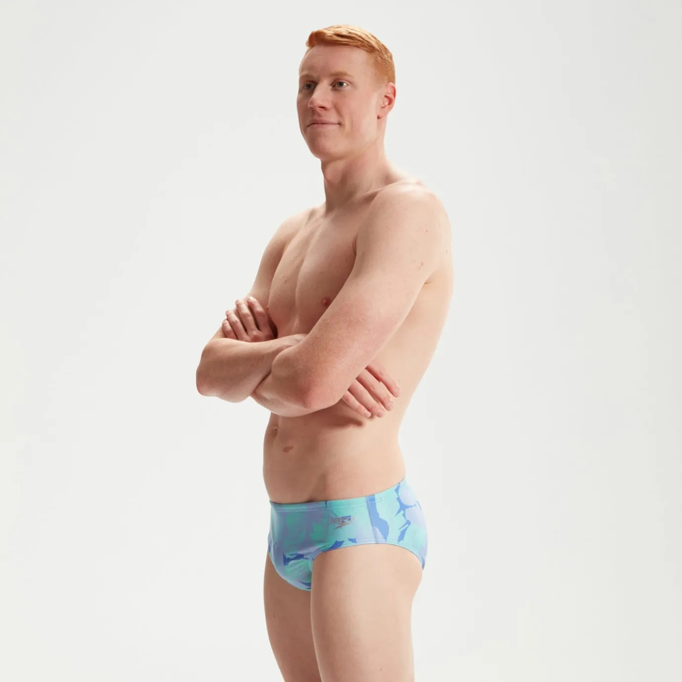 Men's Club Training 8cm Allover Digital Brief Blue/Orange*Speedo Clearance