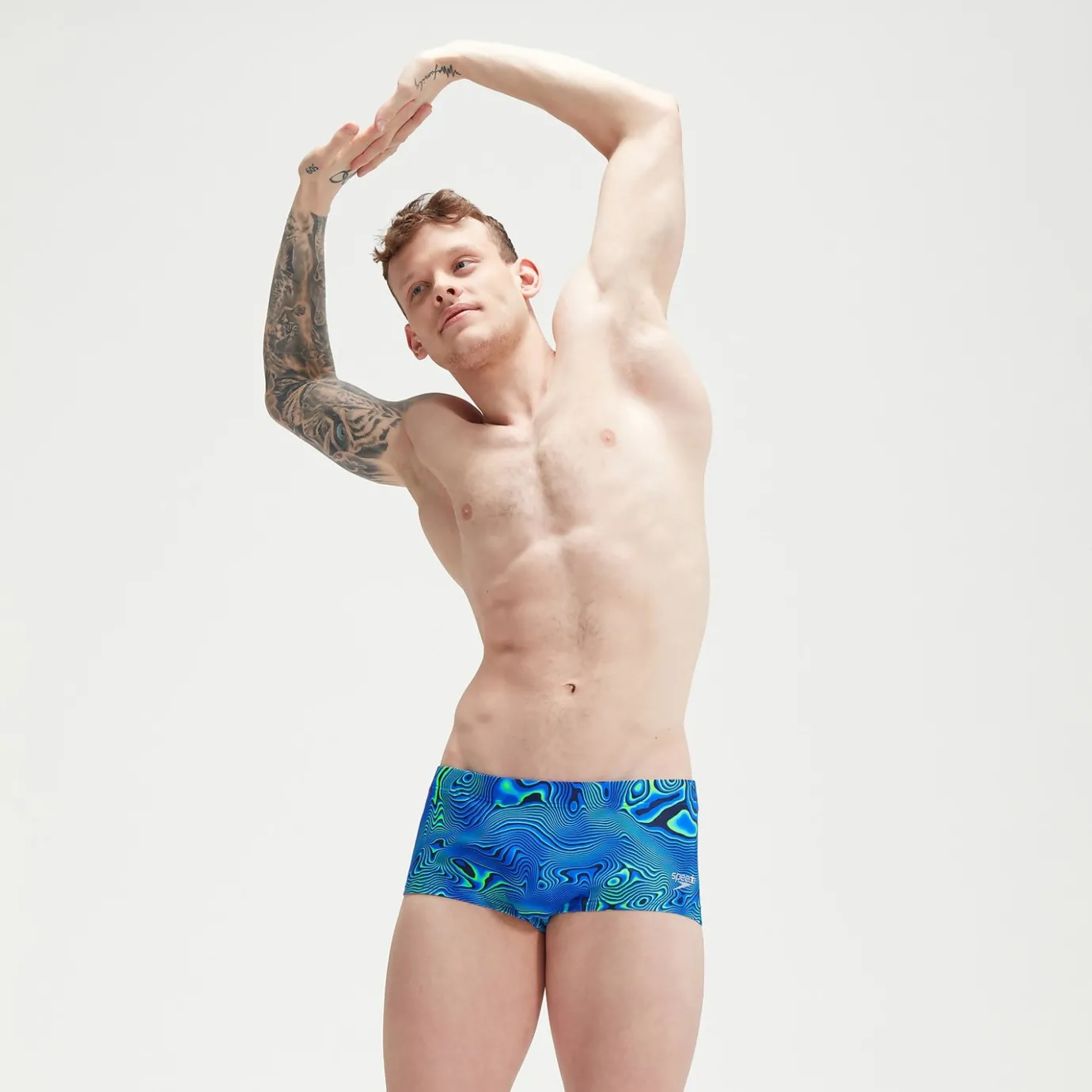Men's Club Training 17cm Allover Digital Brief Navy/Blue*Speedo Outlet