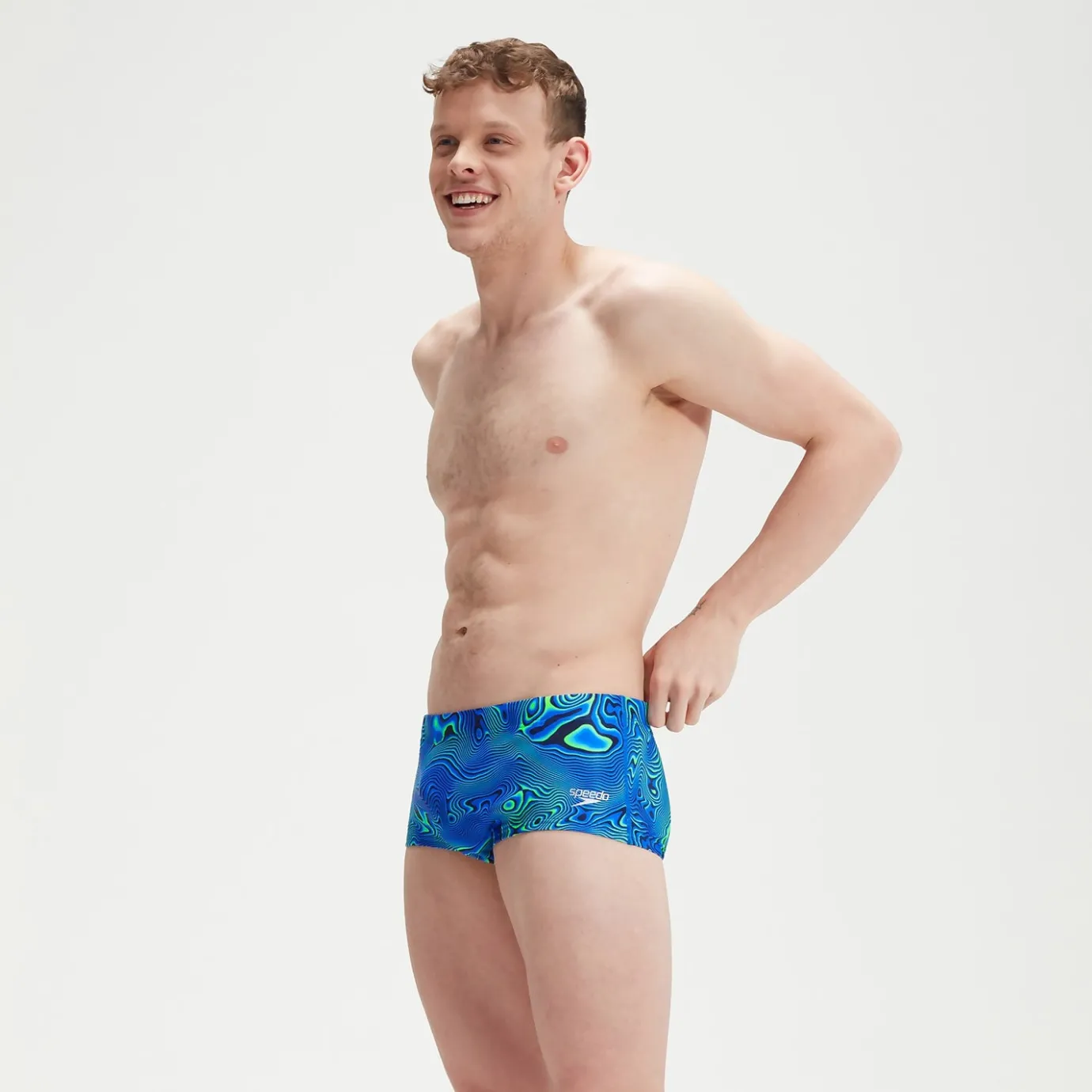 Men's Club Training 17cm Allover Digital Brief Navy/Blue*Speedo Outlet