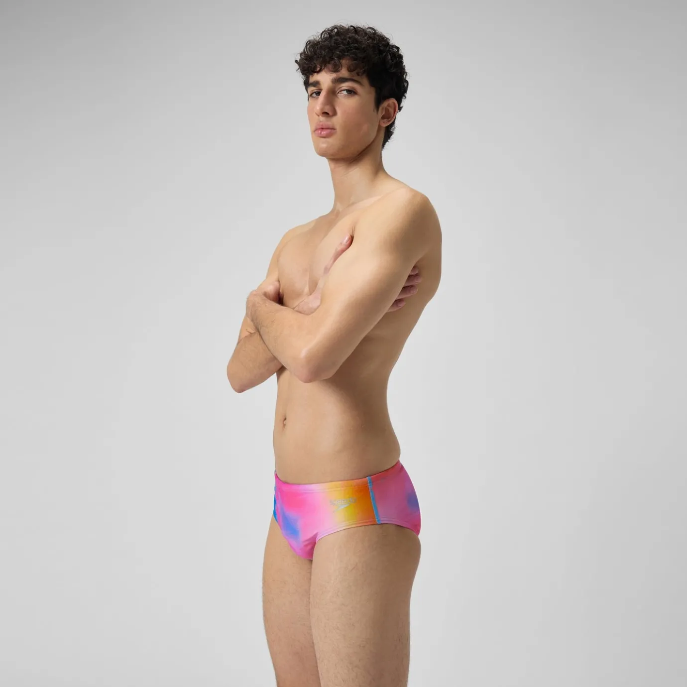 Men's Club Training 8cm Allover Digital Brief Pink/Yellow*Speedo Shop