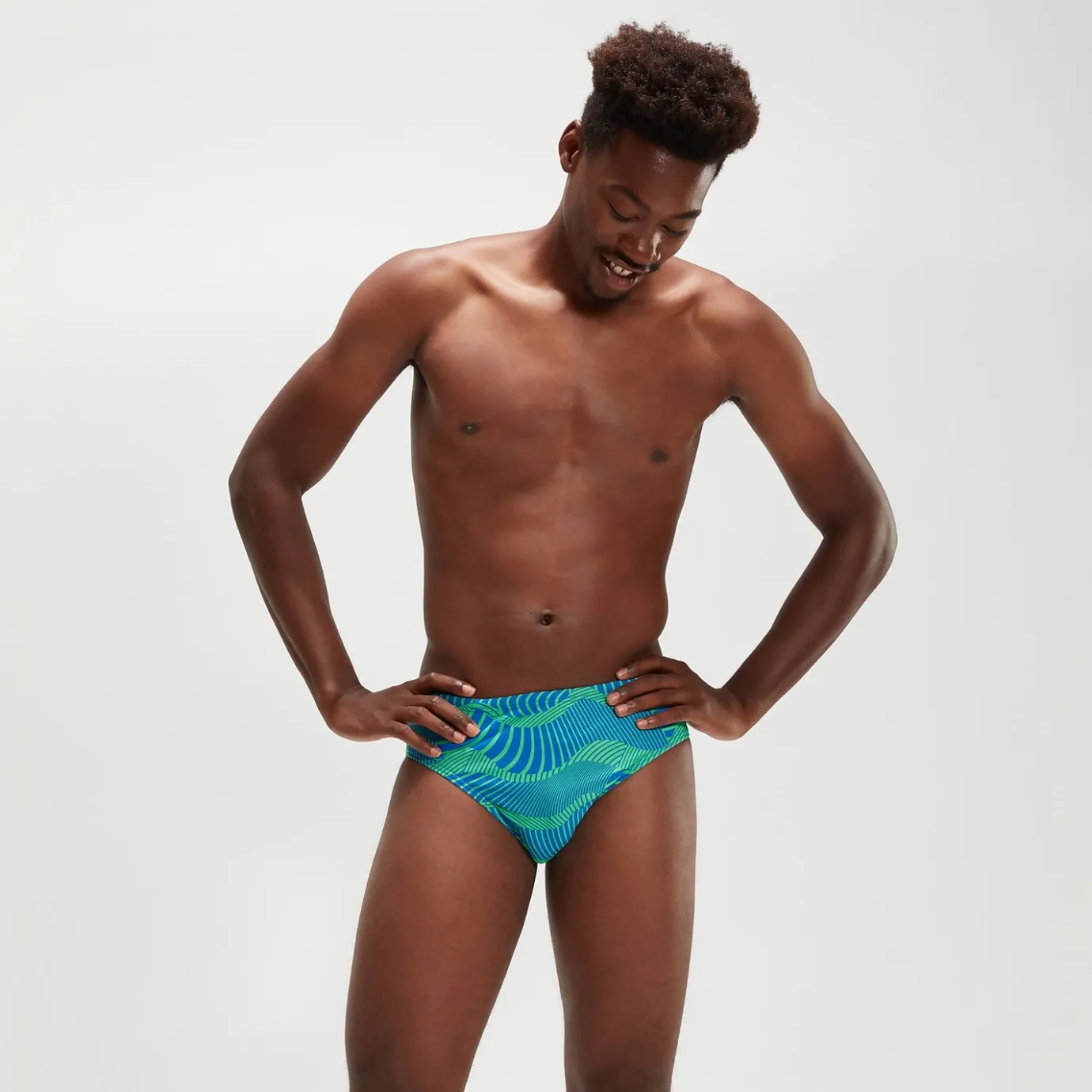 Men's 8cm Club Training Wavespace Brief Blue/Green*Speedo Hot