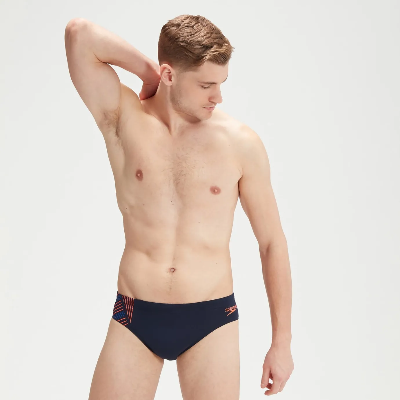 Men's 7cm Tech Panel Brief Blue/Orange*Speedo Cheap