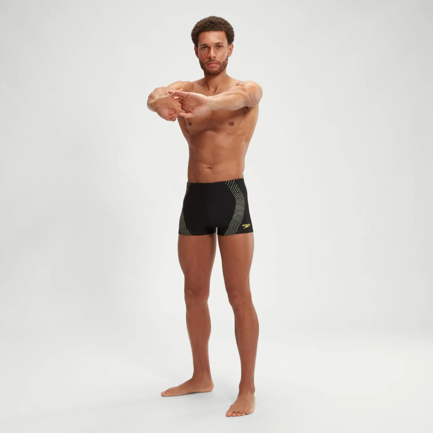 Men's Duo Logo Print Aquashorts Black/Yellow*Speedo Clearance