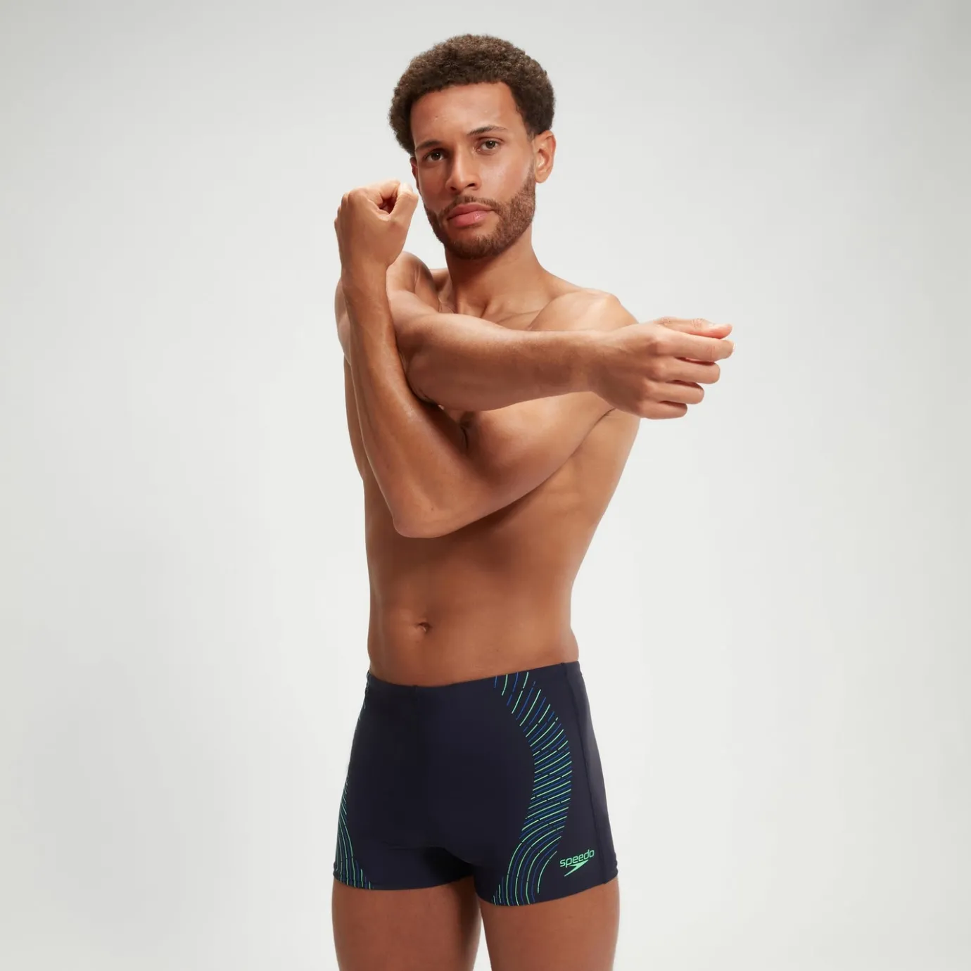 Men's Duo Logo Print Aquashorts Navy/Green*Speedo Clearance