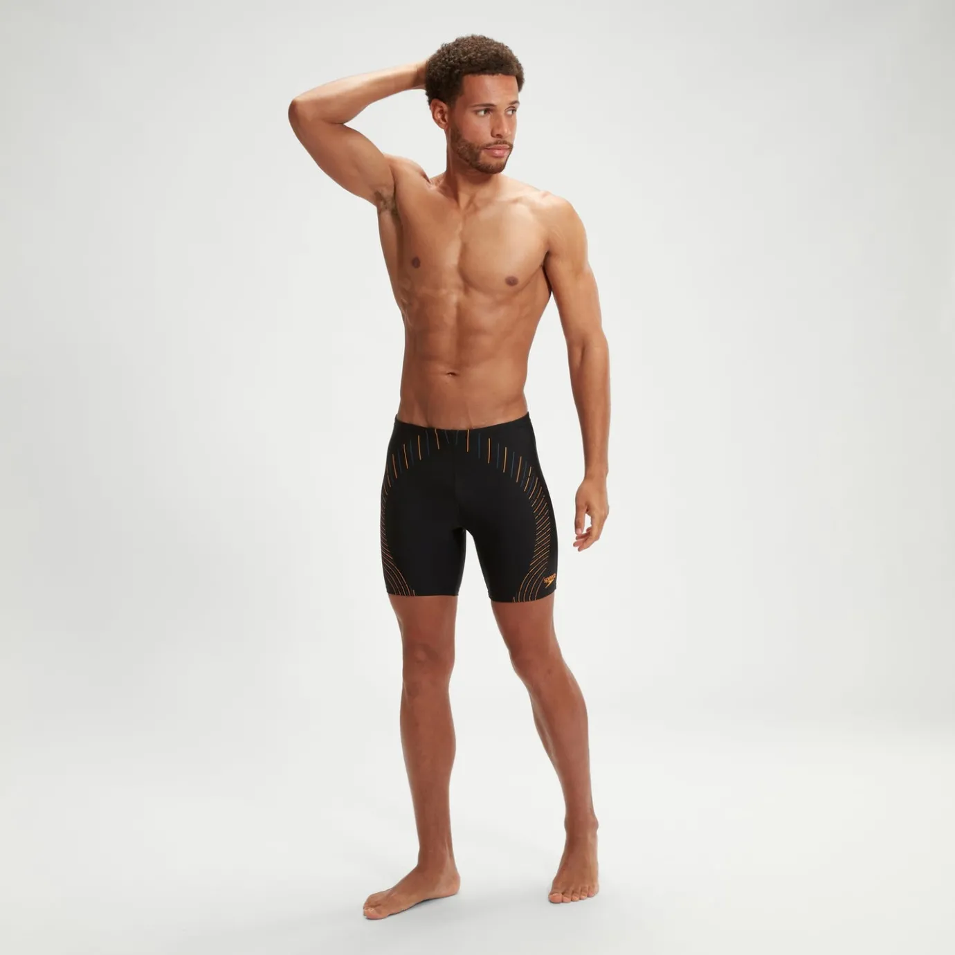 Men's Duo Logo Print Mid Jammer Black/Orange*Speedo Flash Sale