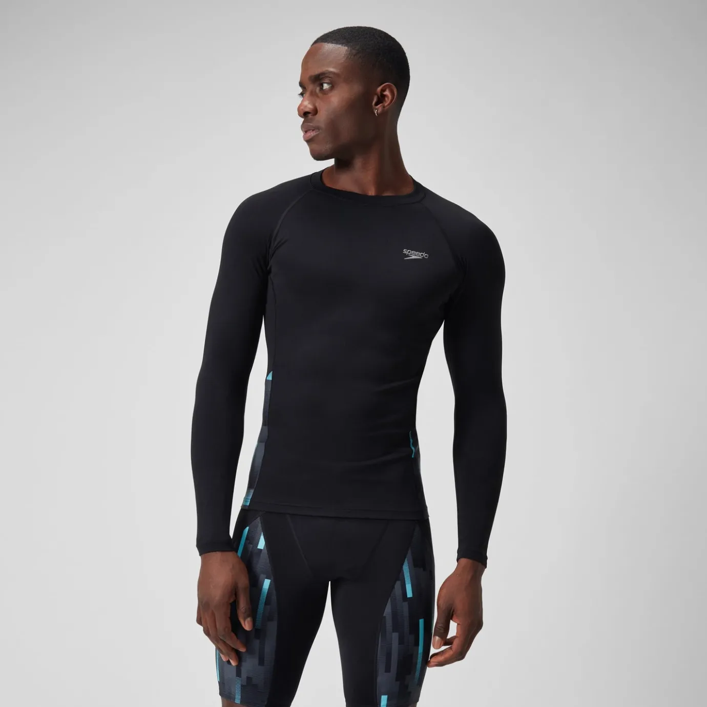 Men's Endurance+ Splice Rash Top Black/Grey*Speedo Best Sale