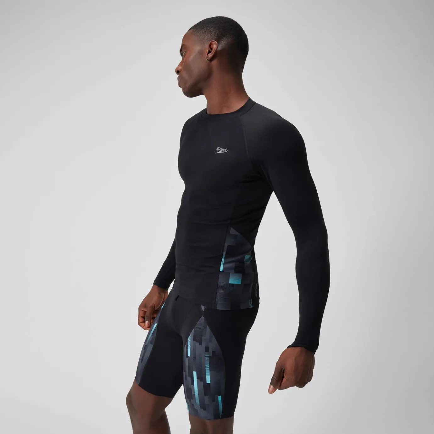 Men's Endurance+ Splice Rash Top Black/Grey*Speedo Best Sale