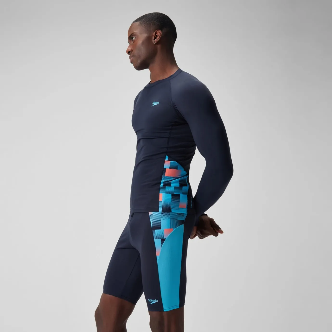 Men's Endurance+ Splice Rash Top Navy/Blue*Speedo Best Sale